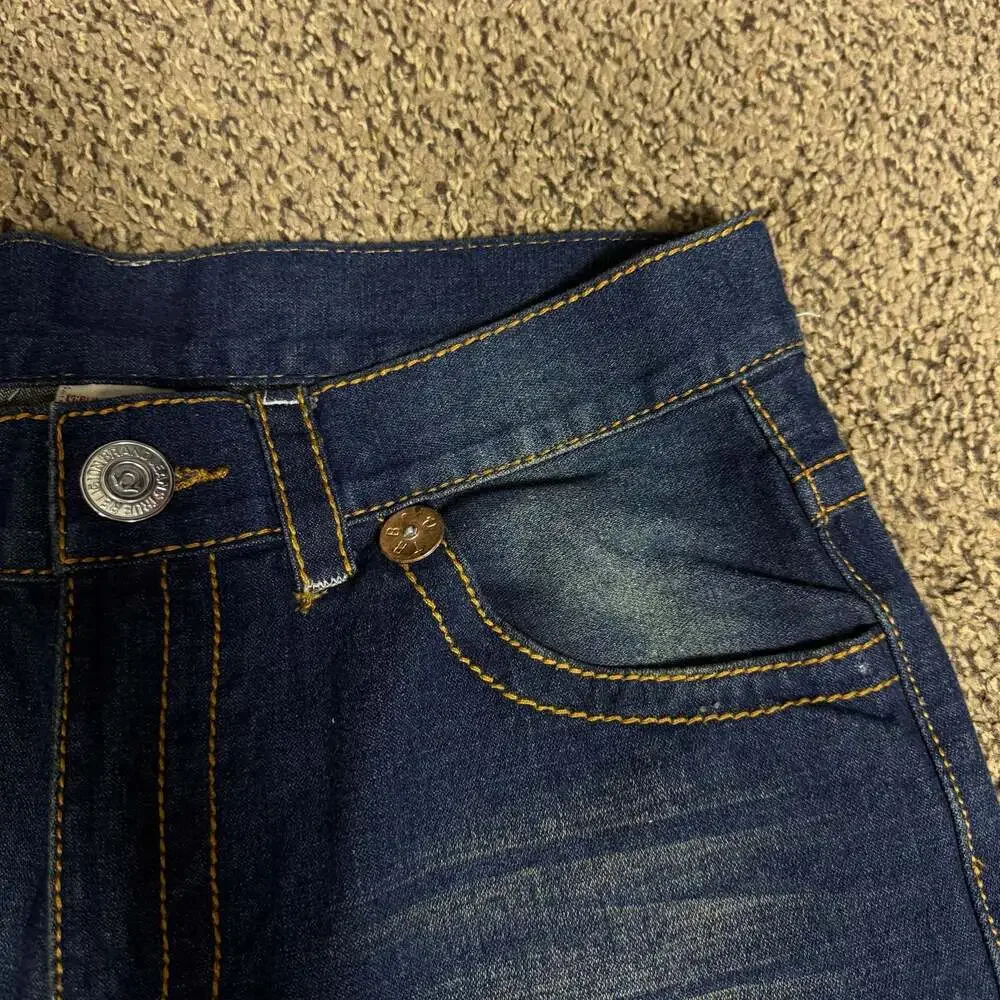 True Religion Vintage Dark Wash Denim Jeans with Contrast Stitching Sz 32